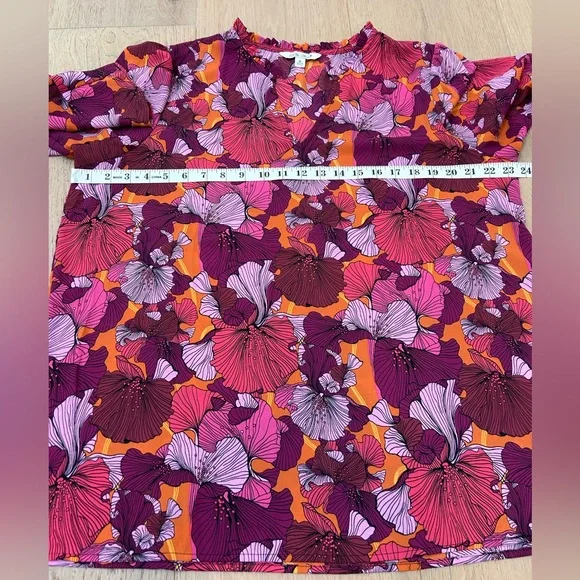 The Pioneer Woman Ruffle Neck Blouse with Flounce Sleeve - Picture 10 of 12